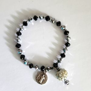 Beaded Charm Elastic Bracelet